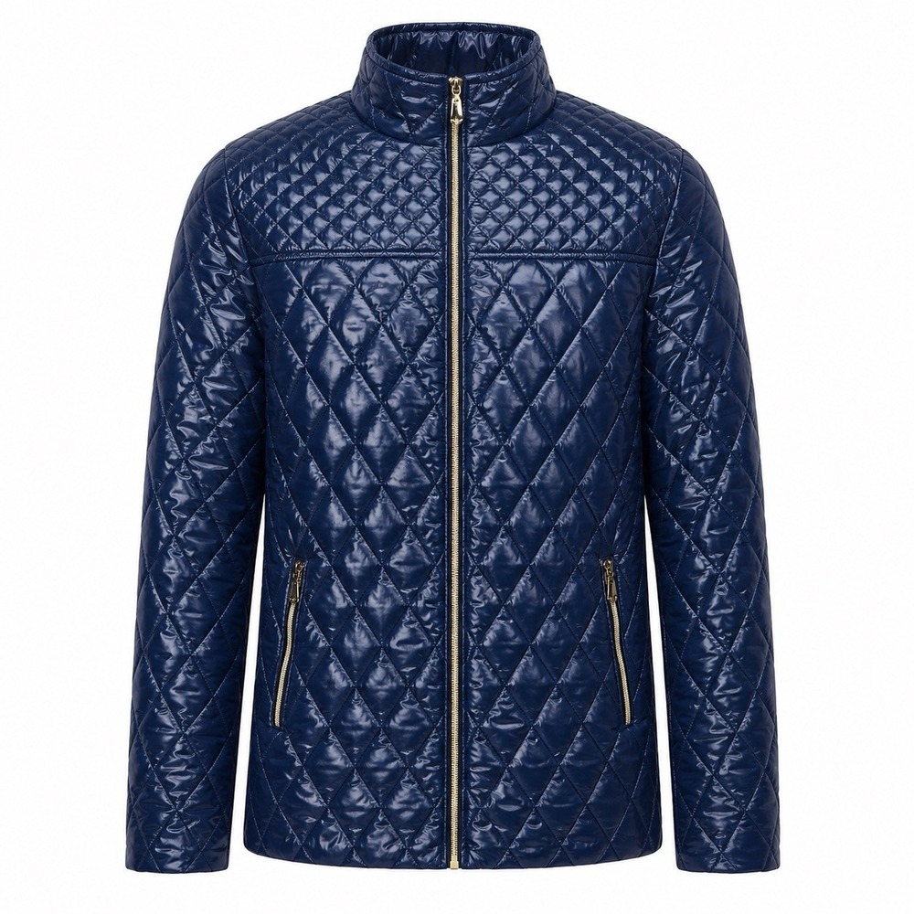 White Mark Winter Collection Women's 3XL Quilted Puffer Jacket Glossy Navy Blue